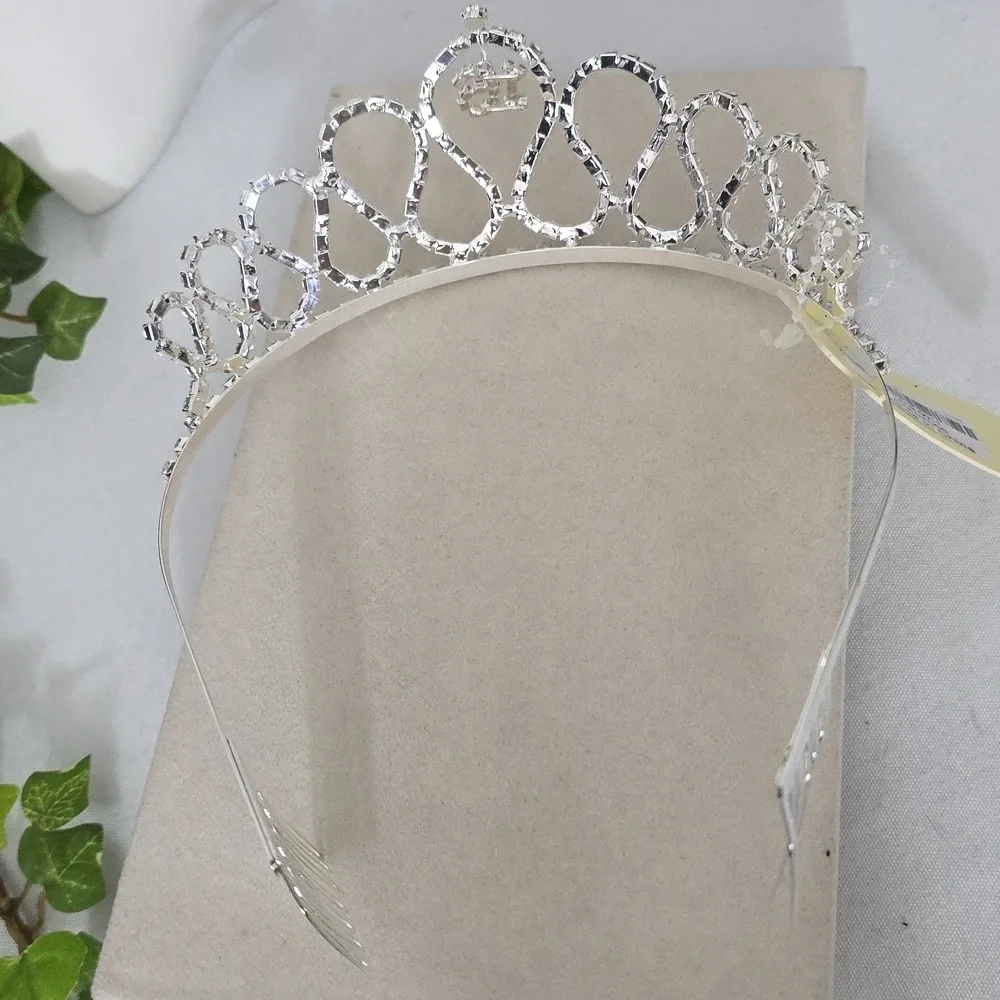 Silver Clear Rhinestone Sweet 16 Tiara with Side Combs